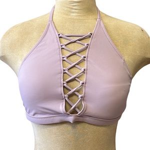 Victoria’s Secret PINK Bikini Top High Neck Halter Swimsuit Swim L Large New